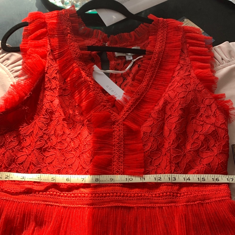 Adelyn Rae Red Lace Ruffle Mini Dress - Picture 7 of 8